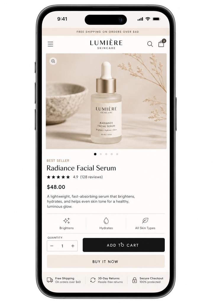 Mobile Shopify product page optimized for conversion